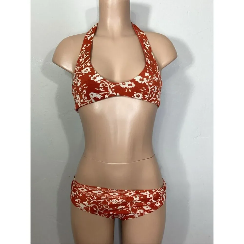 New. Robin Piccone burnt orange floral bikini set. Small. M-top/S-bottom. Retail